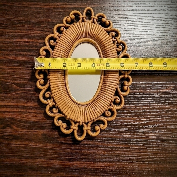 Vintage Dart Homco Mirror Set Boho Faux Wicker Decor - Picture 4 of 5
